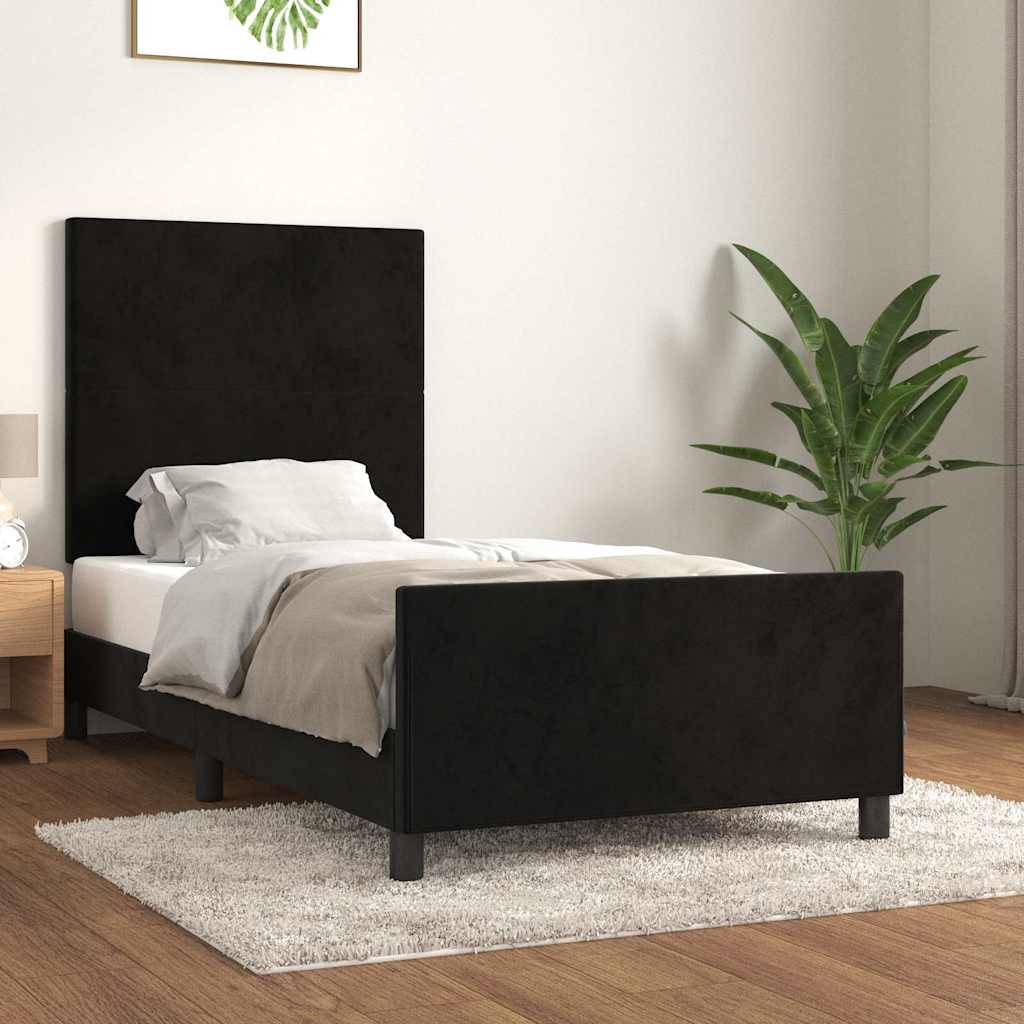 Giroletto senza Materasso Nero 100x200 cm in Velluto