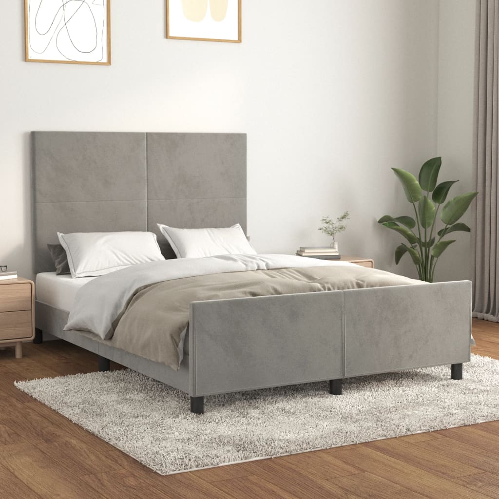 Giroletto con Testiera Grigio Chiaro 140x190 cm in Velluto - homemem39