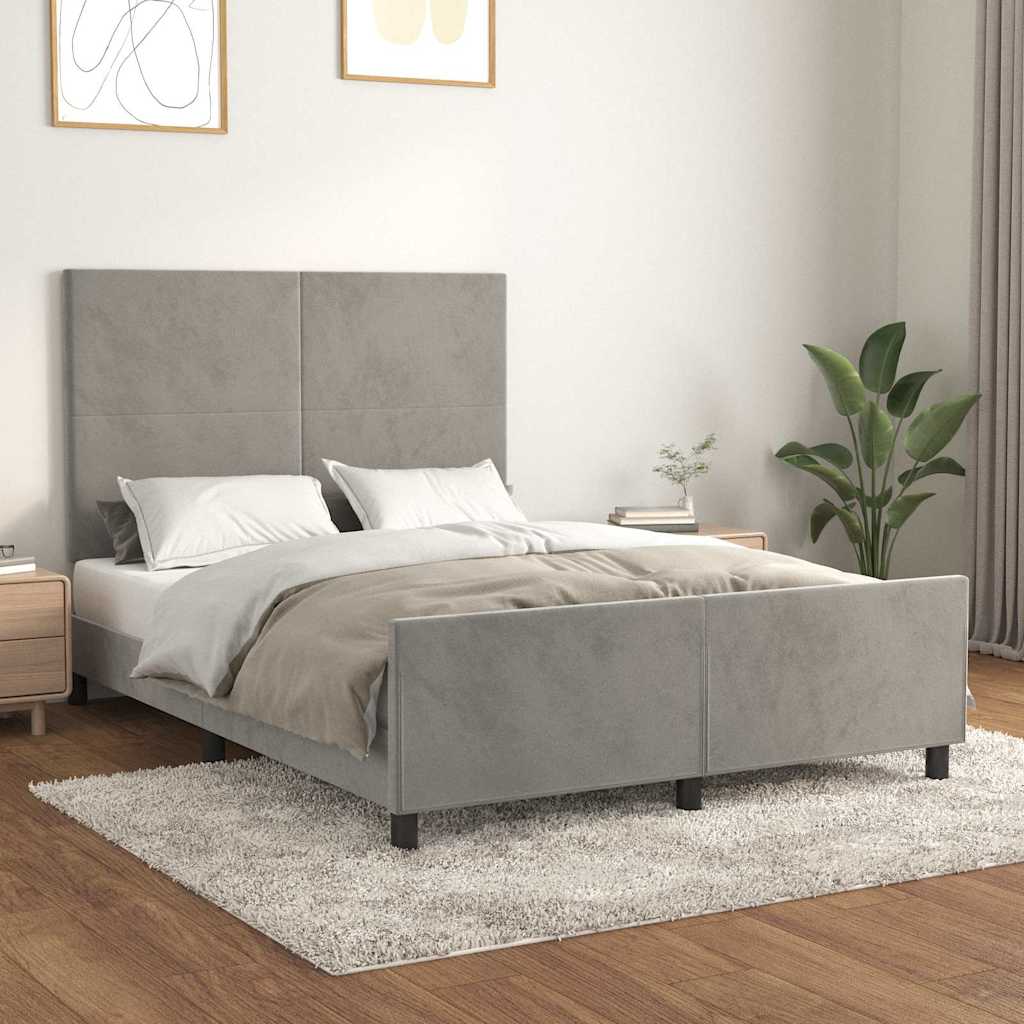 Giroletto senza Materasso Grigio Chiaro 140x190 cm Velluto
