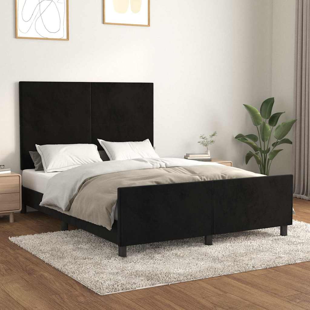 Giroletto senza Materasso Nero 140x190 cm in Velluto
