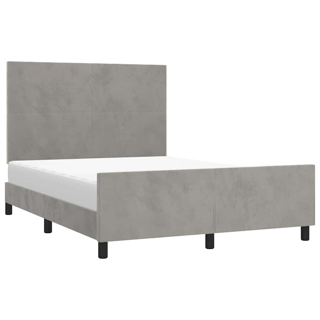Giroletto senza Materasso Grigio Chiaro 140x200 cm Velluto