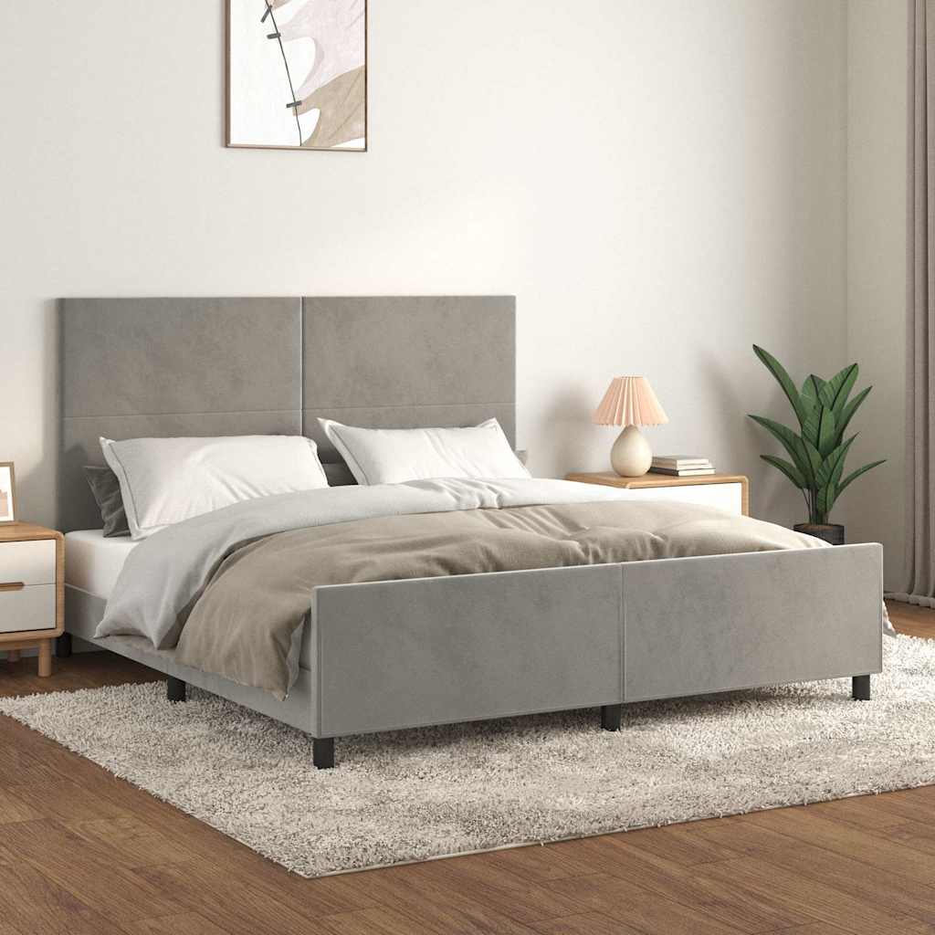 Giroletto senza Materasso Grigio Chiaro 160x200 cm Velluto