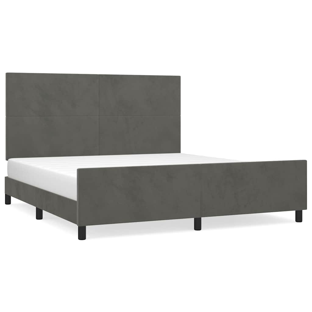 Giroletto senza Materasso Grigio Scuro 160x200 cm Velluto