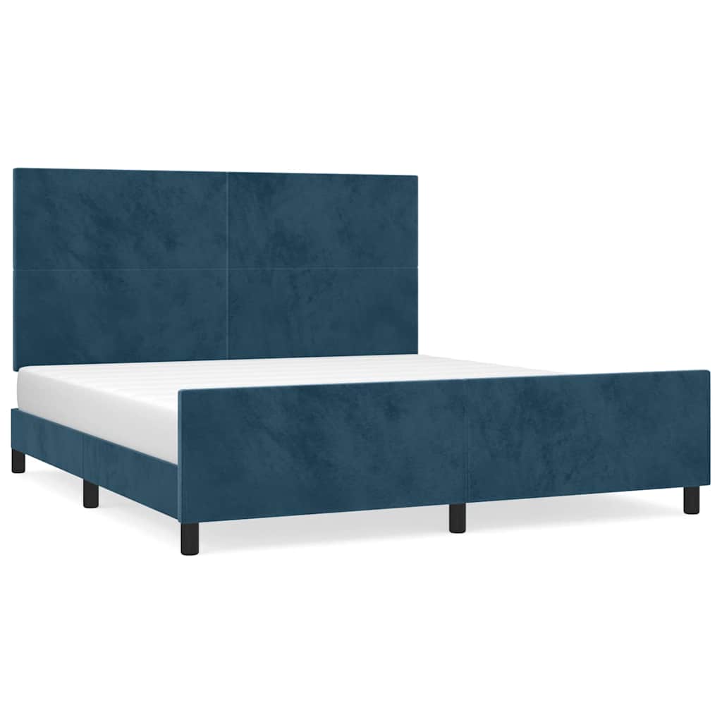 Giroletto senza Materasso Blu Scuro 160x200 cm in Velluto