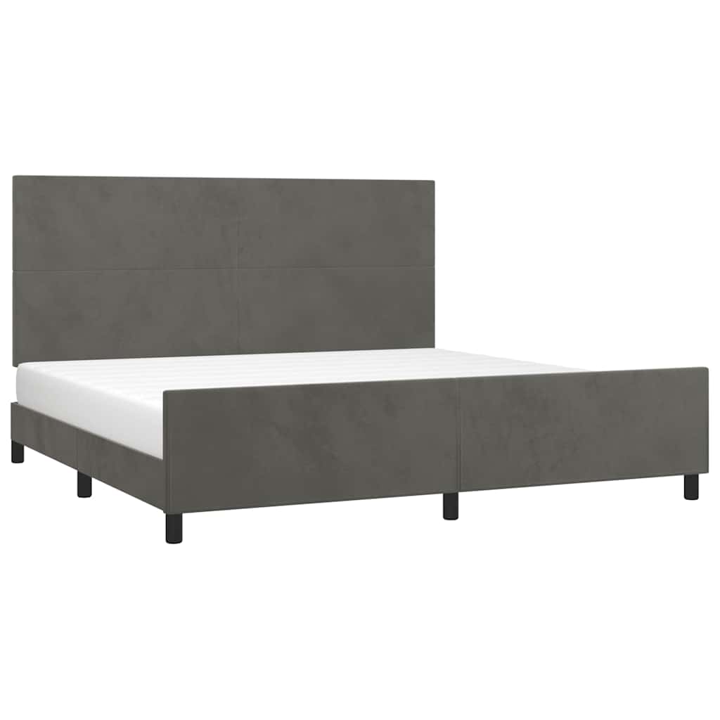 Giroletto senza Materasso Grigio Scuro 200x200 cm Velluto