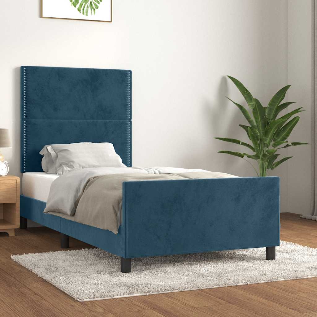 Giroletto senza Materasso Blu Scuro 90x190 cm in Velluto | homemem39