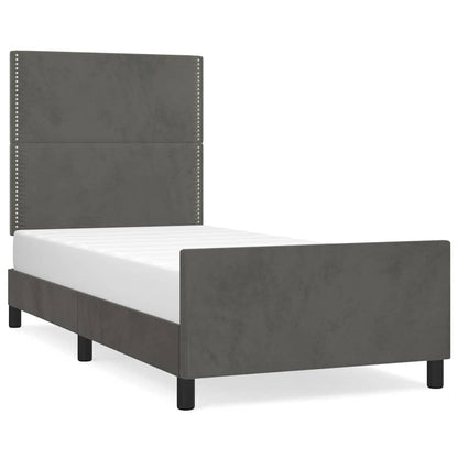 Giroletto senza Materasso Grigio Scuro 90x200 cm Velluto
