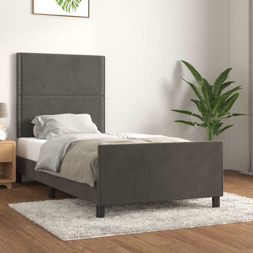 Giroletto senza Materasso Grigio Scuro 90x200 cm Velluto