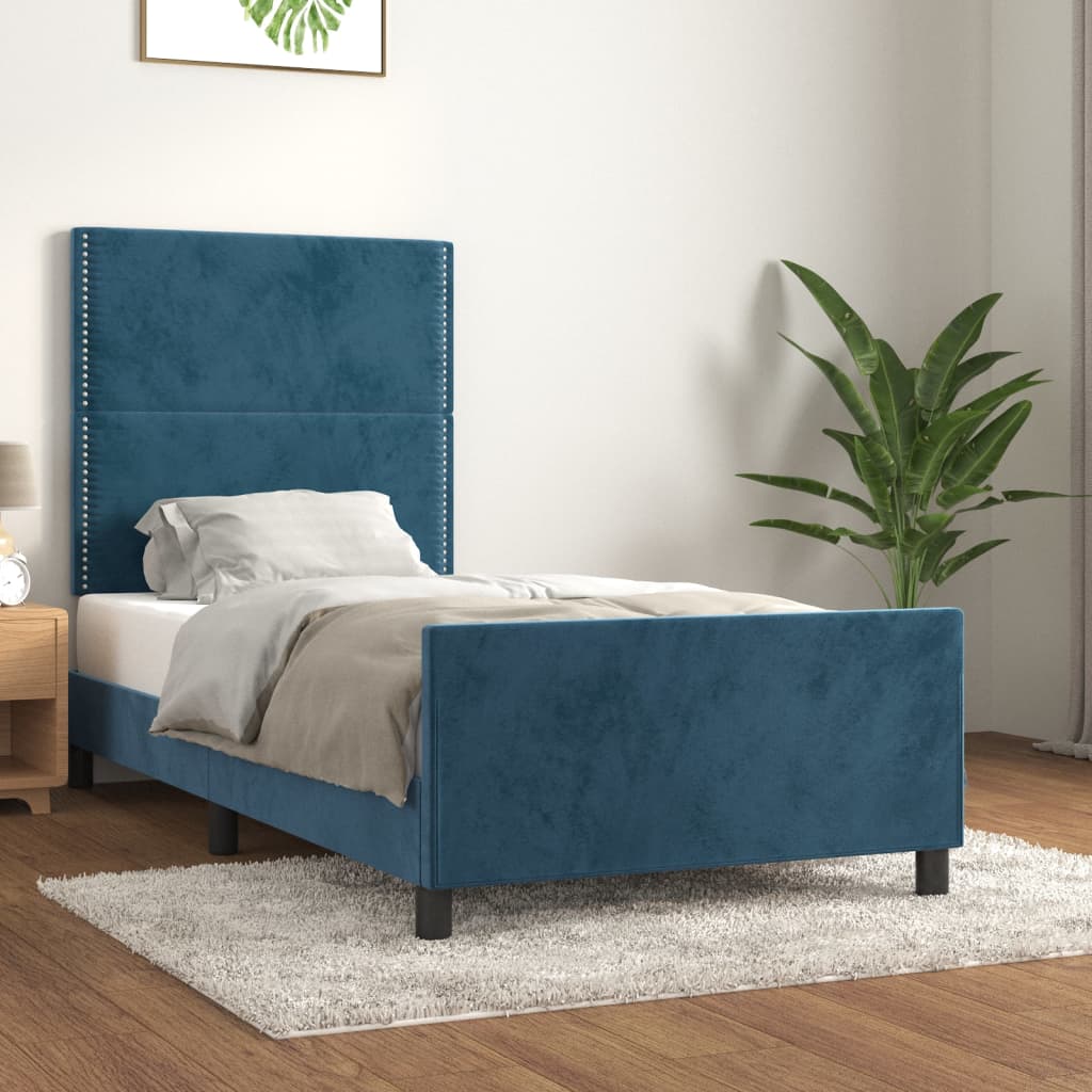 Giroletto senza Materasso Blu Scuro 100x200 cm in Velluto - homemem39