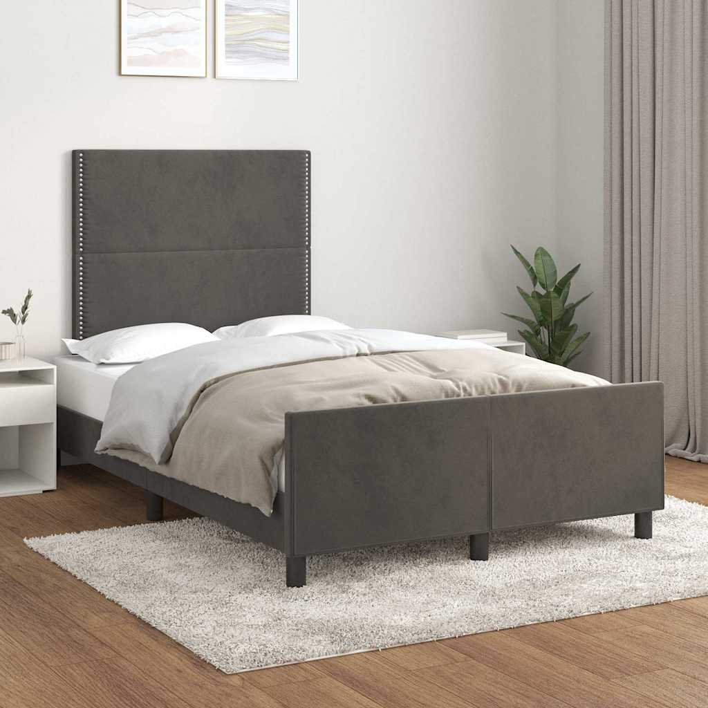 Giroletto senza Materasso Grigio Scuro 120x200 cm Velluto