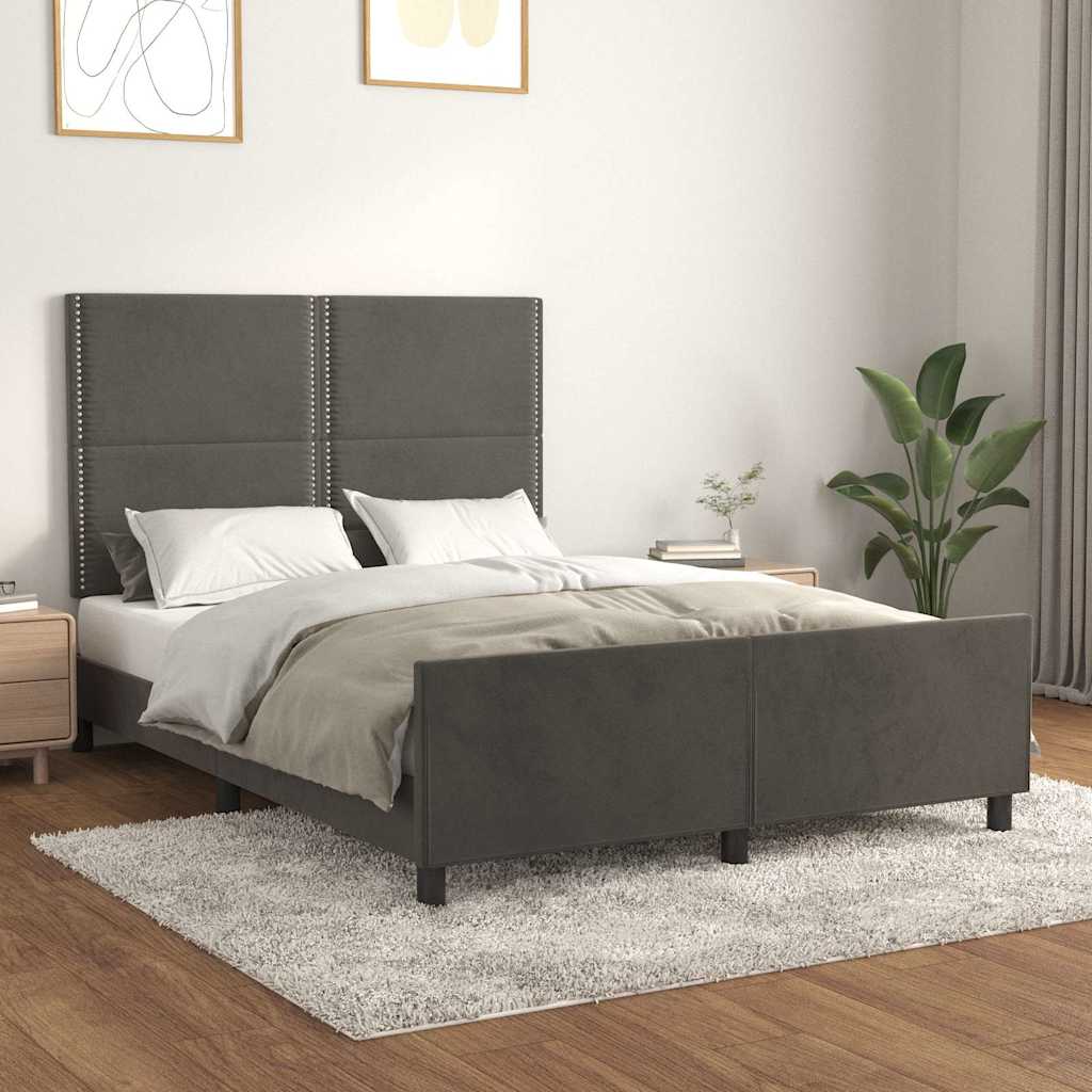Giroletto senza Materasso Grigio Scuro 140x190 cm Velluto