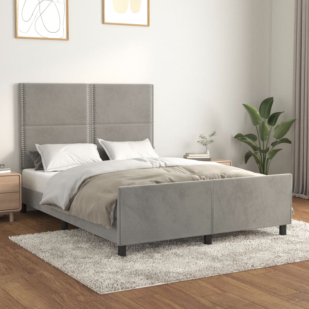 Giroletto senza Materasso Grigio Chiaro 140x200 cm Velluto - homemem39