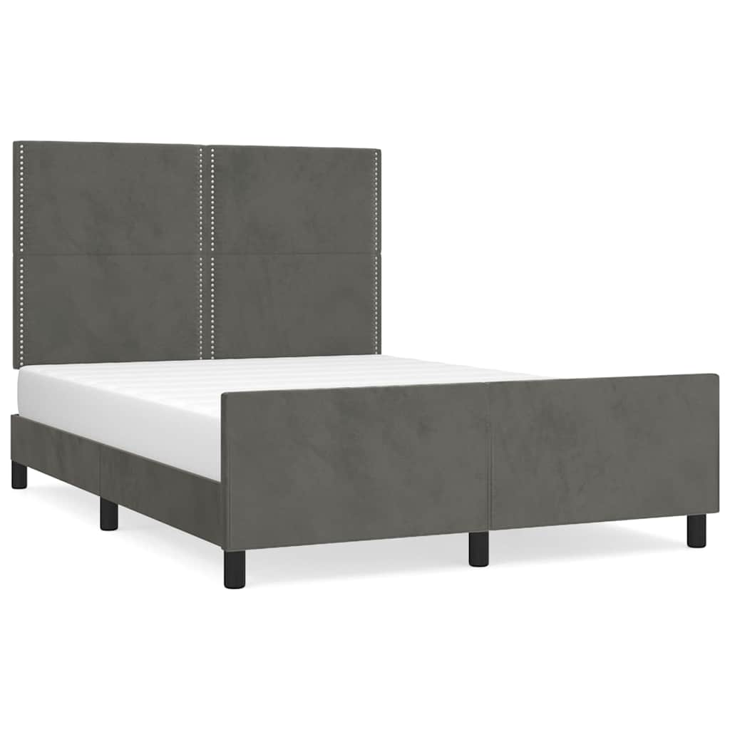 Giroletto senza Materasso Grigio Scuro 140x200 cm Velluto