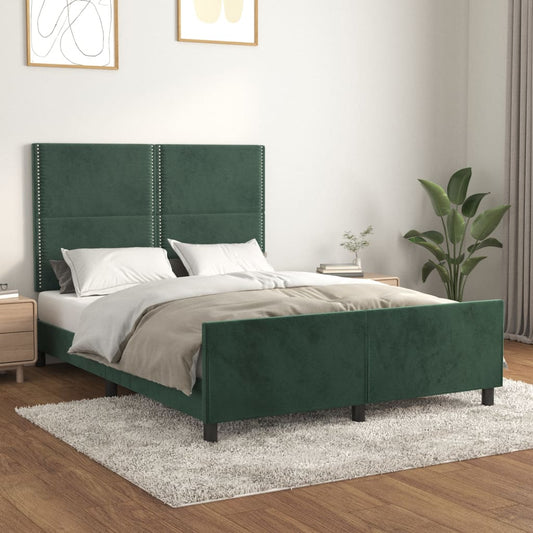 Giroletto senza Materasso Verde Scuro 140x200 cm in Velluto - homemem39