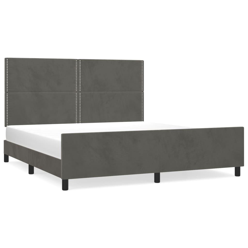 Giroletto con Testiera Grigio Scuro 180x200 cm in Velluto | homemem39