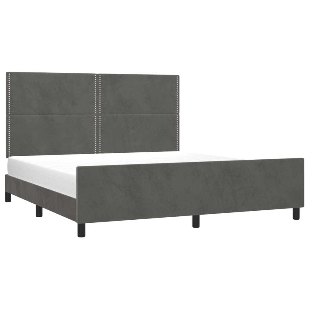 Giroletto con Testiera Grigio Scuro 180x200 cm in Velluto | homemem39