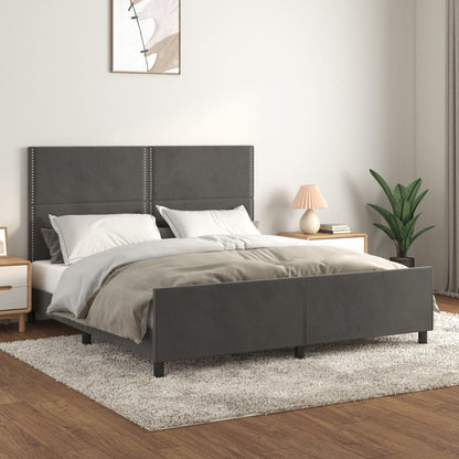 Giroletto con Testiera Grigio Scuro 180x200 cm in Velluto | homemem39