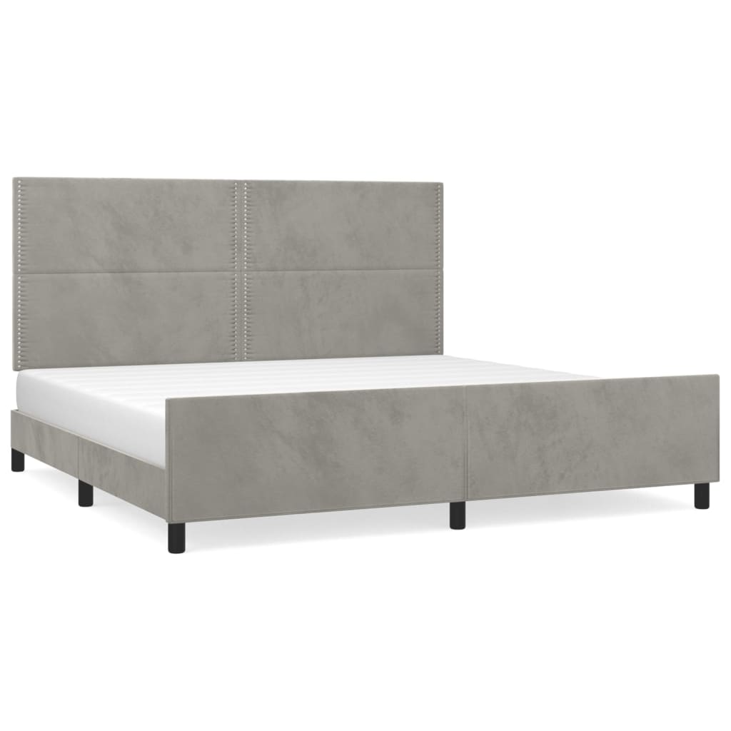 Giroletto senza Materasso Grigio Chiaro 200x200 cm Velluto | homemem39