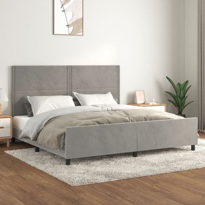 Giroletto senza Materasso Grigio Chiaro 200x200 cm Velluto | homemem39