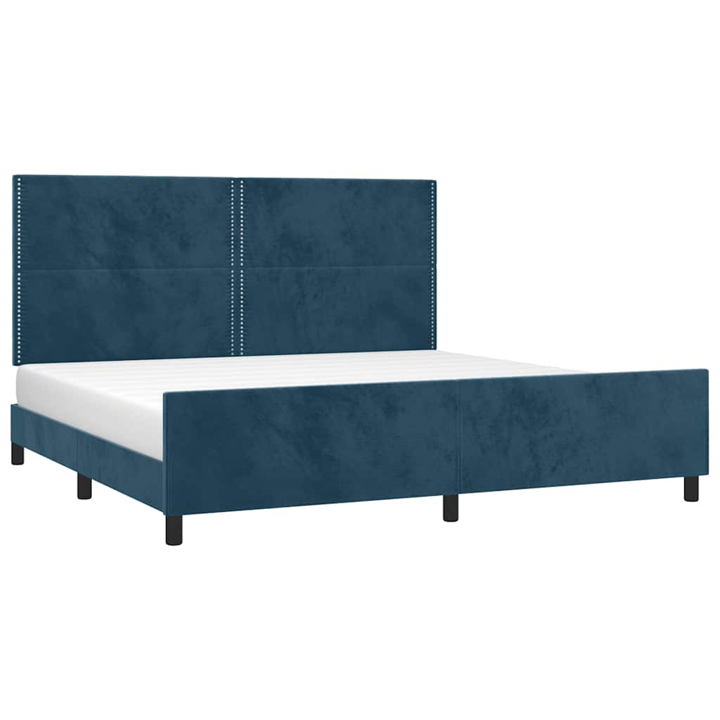 Giroletto senza Materasso Blu Scuro 200x200 cm in Velluto | homemem39