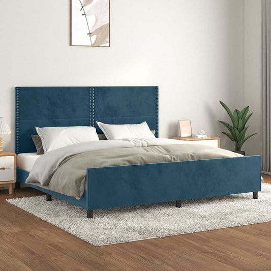 Giroletto senza Materasso Blu Scuro 200x200 cm in Velluto