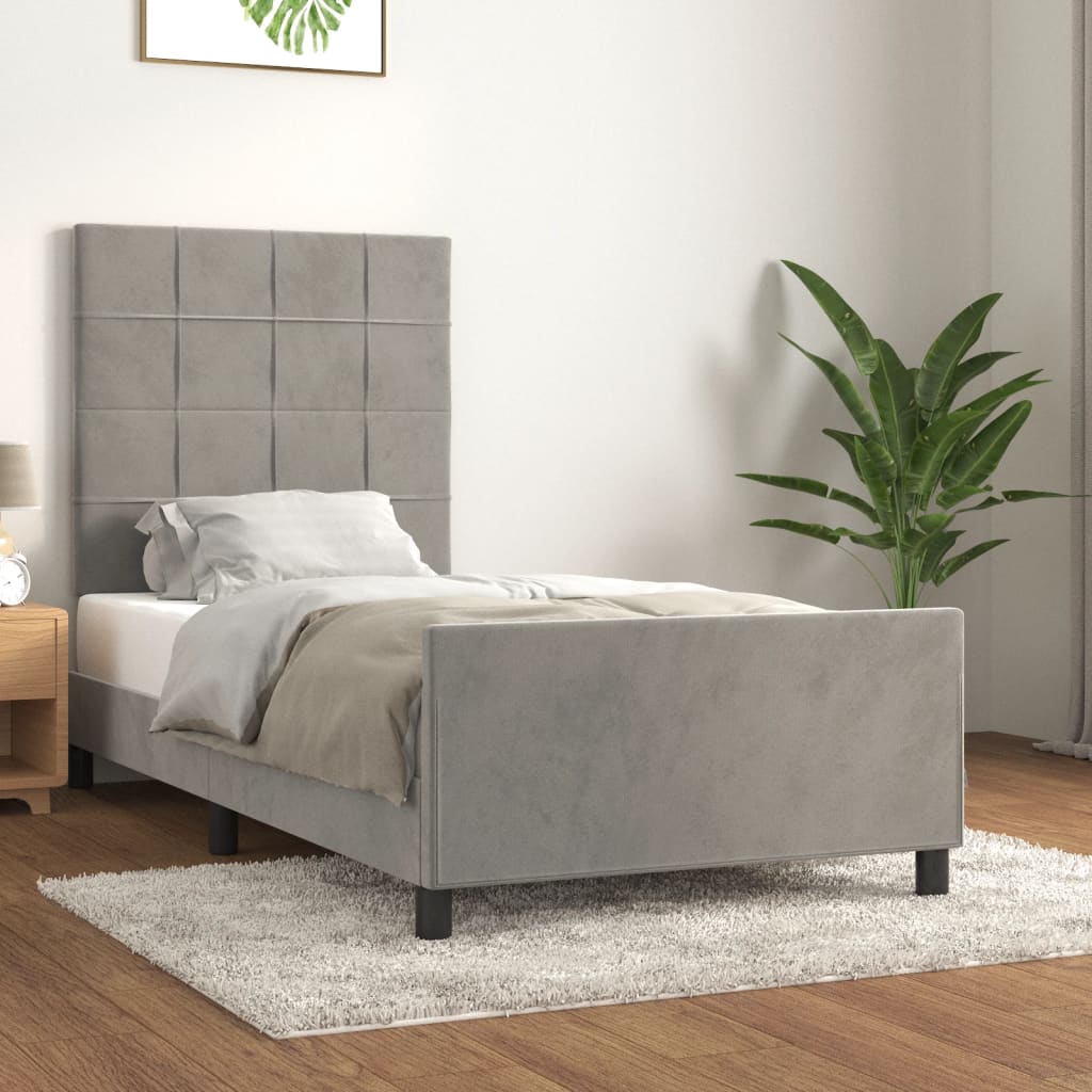 Giroletto senza Materasso Grigio Chiaro 90x190 cm Velluto - homemem39