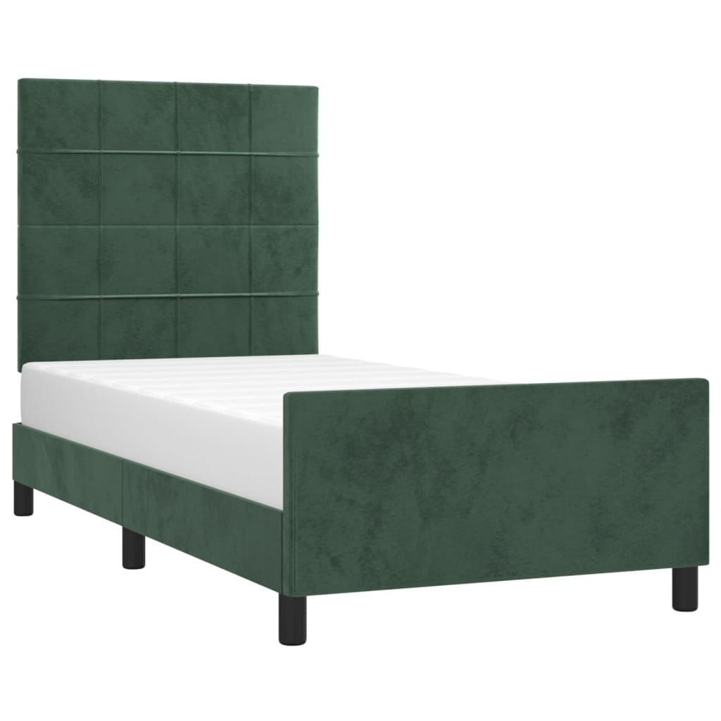 Giroletto senza Materasso Verde Scuro 90x190 cm in Velluto