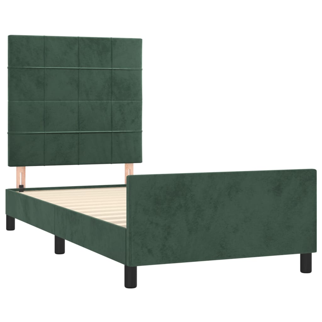 Giroletto senza Materasso Verde Scuro 90x190 cm in Velluto