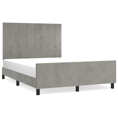 Giroletto con Testiera Grigio Chiaro 140x190 cm in Velluto - homemem39