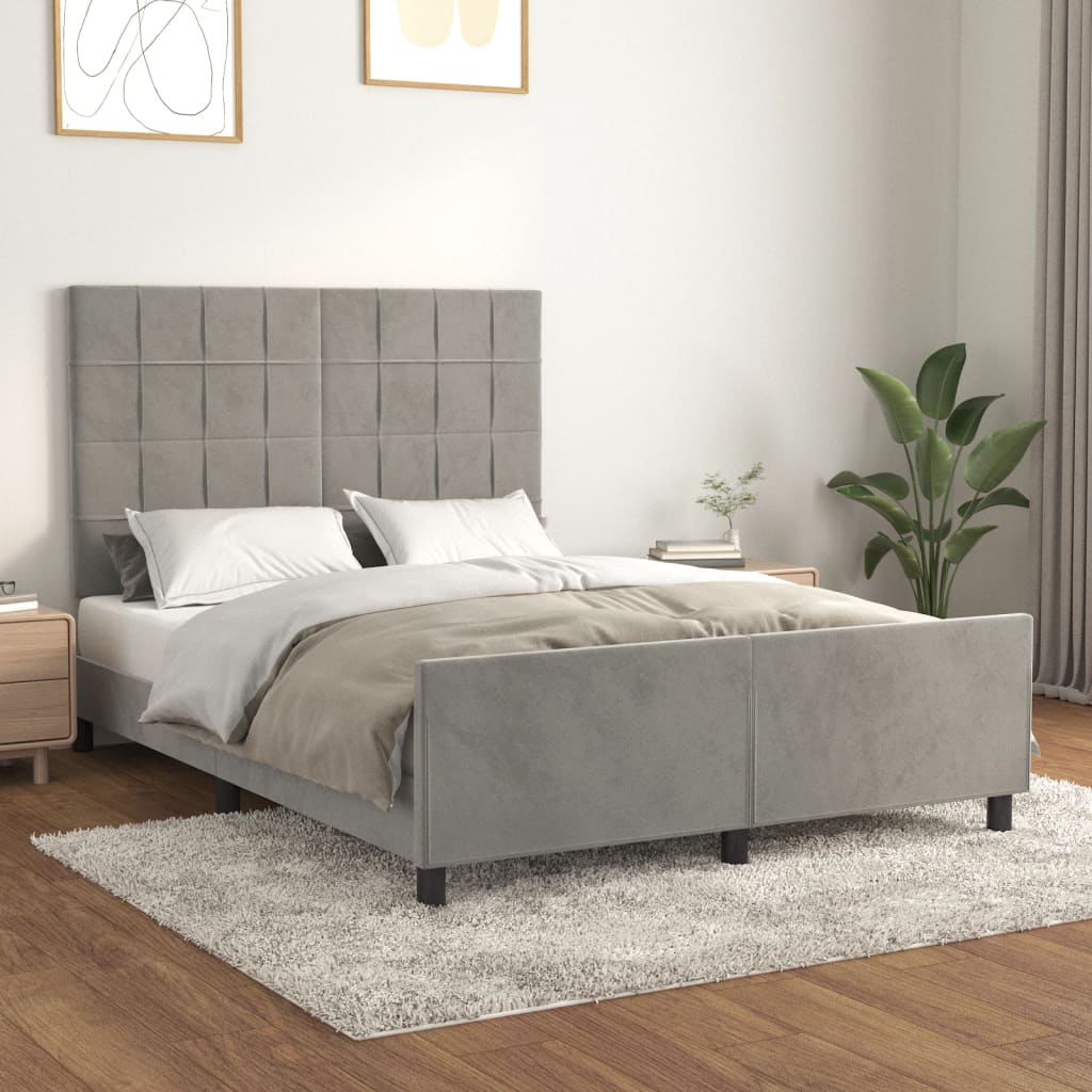 Giroletto con Testiera Grigio Chiaro 140x190 cm in Velluto - homemem39