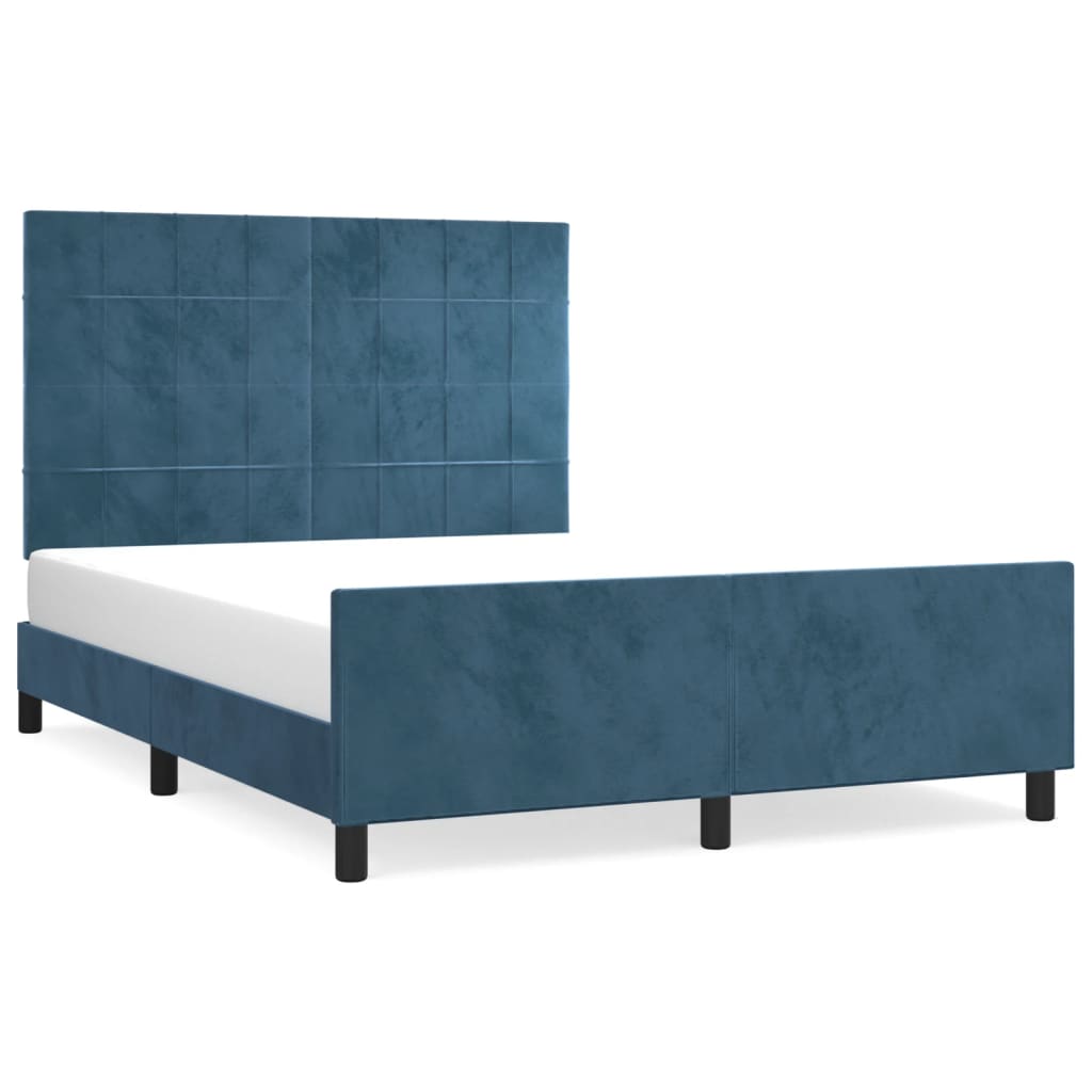 Giroletto senza Materasso Blu Scuro 140x190 cm in Velluto - homemem39