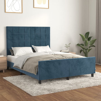 Giroletto senza Materasso Blu Scuro 140x190 cm in Velluto - homemem39