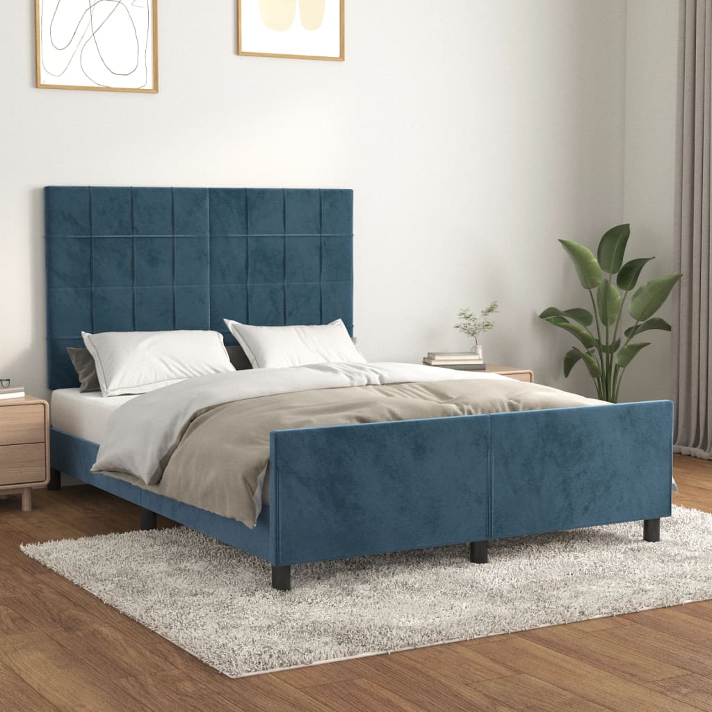 Giroletto senza Materasso Blu Scuro 140x200 cm Velluto - homemem39