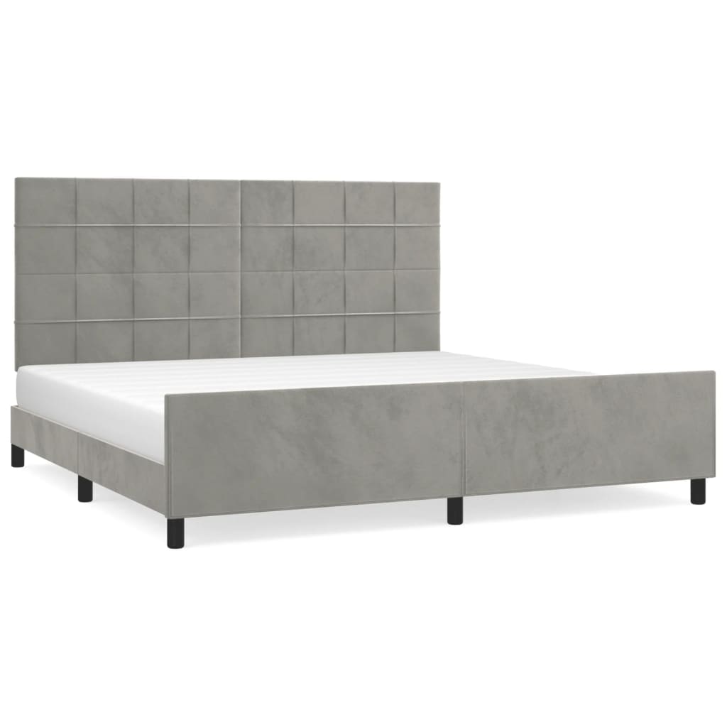 Giroletto senza Materasso Grigio Chiaro 200x200 cm Velluto | homemem39