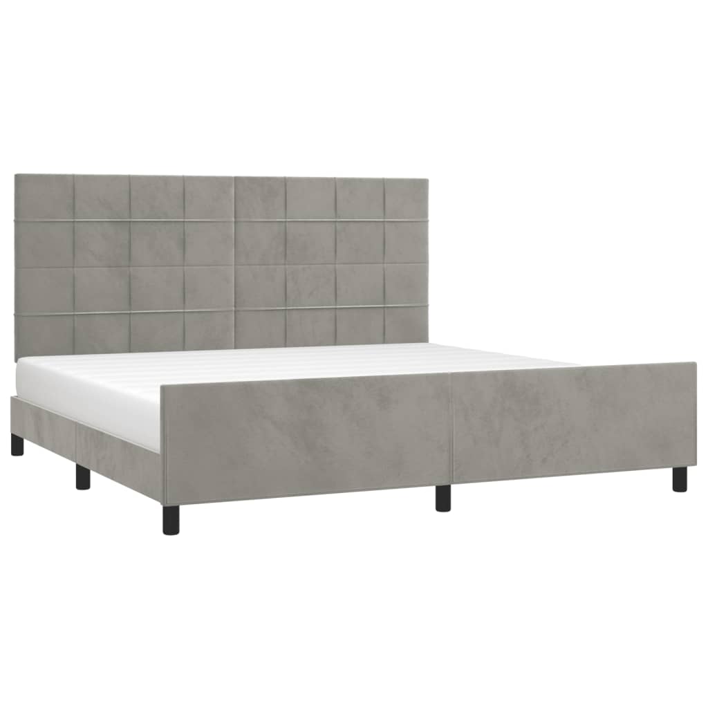 Giroletto senza Materasso Grigio Chiaro 200x200 cm Velluto | homemem39