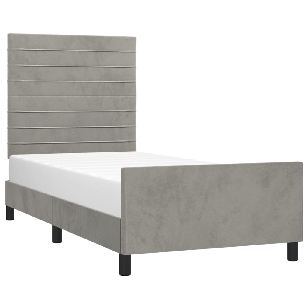 Giroletto senza Materasso Grigio Chiaro 90x190 cm Velluto - homemem39