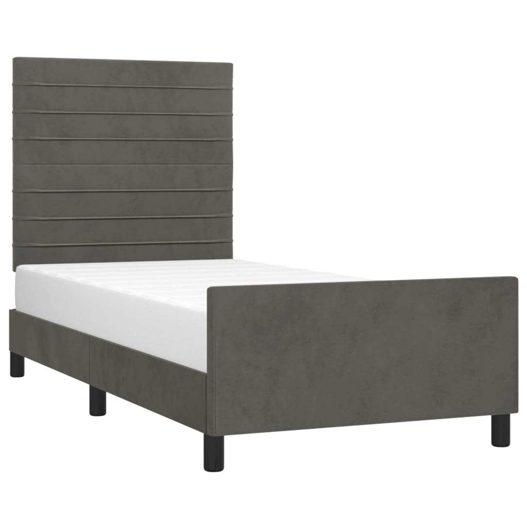 Giroletto senza Materasso Grigio Scuro 90x190 cm Velluto - homemem39