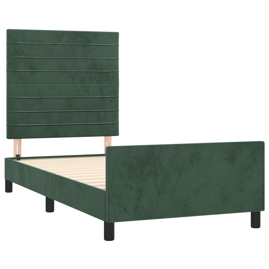 Giroletto senza Materasso Verde Scuro 90x200 cm in Velluto