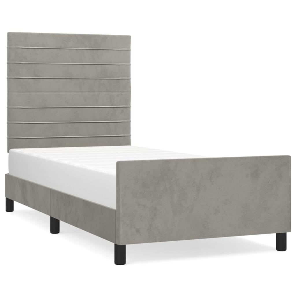 Giroletto senza Materasso Grigio Chiaro 100x200 cm Velluto - homemem39