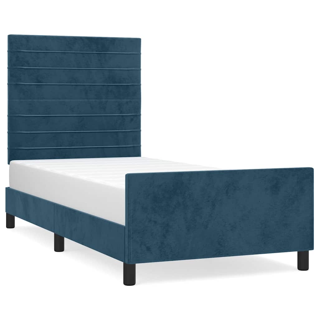 Giroletto senza Materasso Blu Scuro 100x200 cm in Velluto