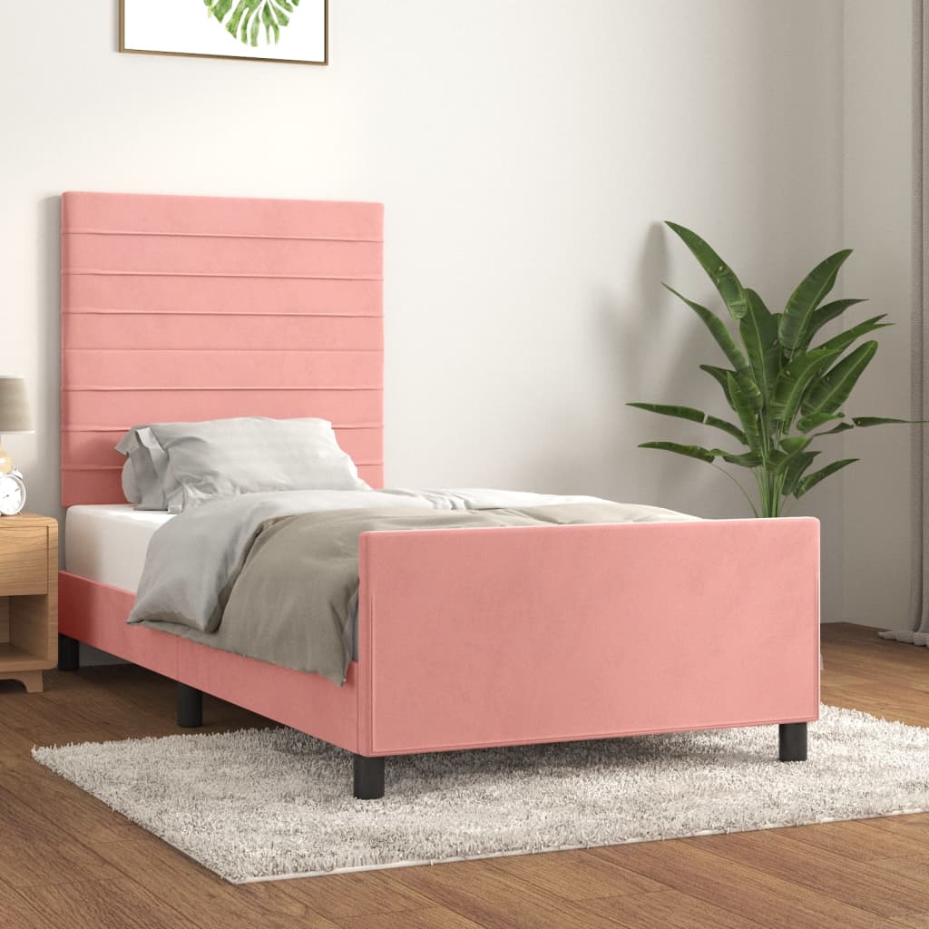 Giroletto con Testiera Rosa 100x200 cm in Velluto | homemem39