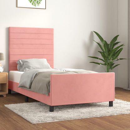 Giroletto con Testiera Rosa 100x200 cm in Velluto | homemem39