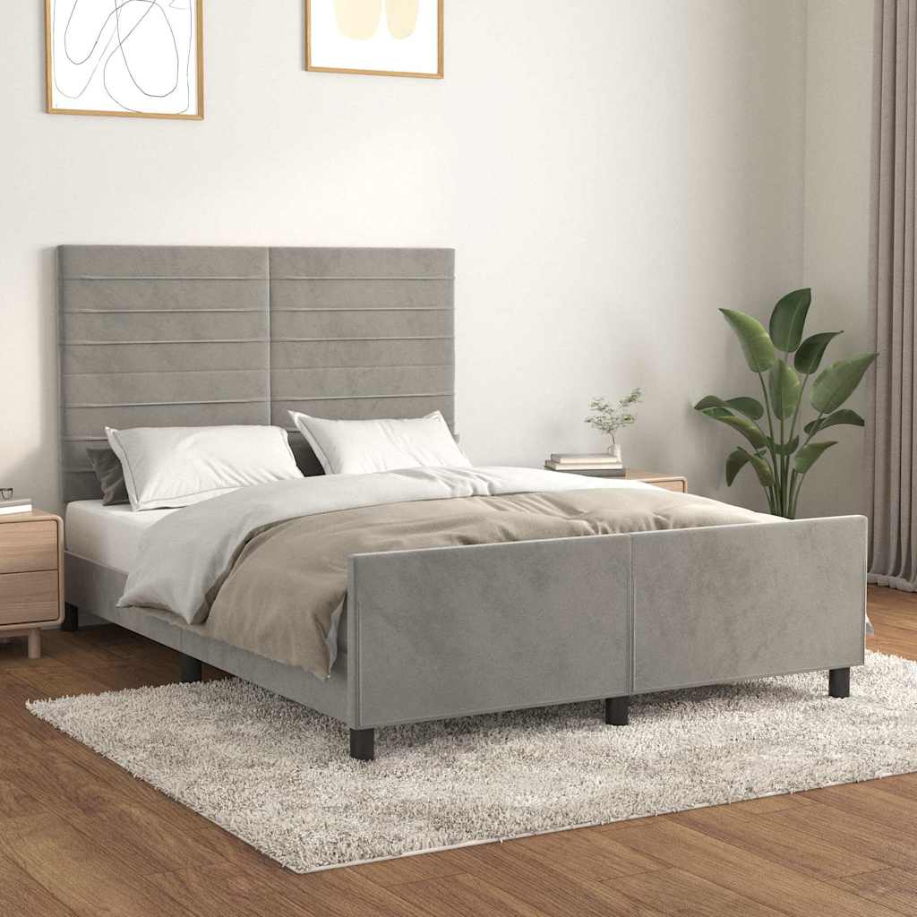 Giroletto senza Materasso Grigio Chiaro 140x190 cm Velluto