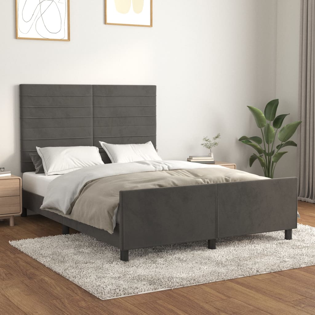 Giroletto senza Materasso Grigio Scuro 140x190 cm Velluto - homemem39