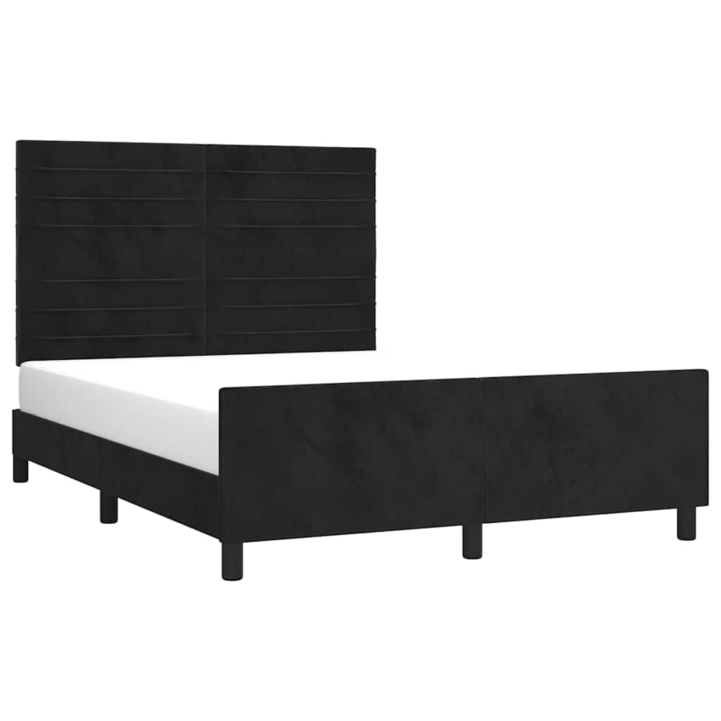 Giroletto senza Materasso Nero 140x190 cm in Velluto