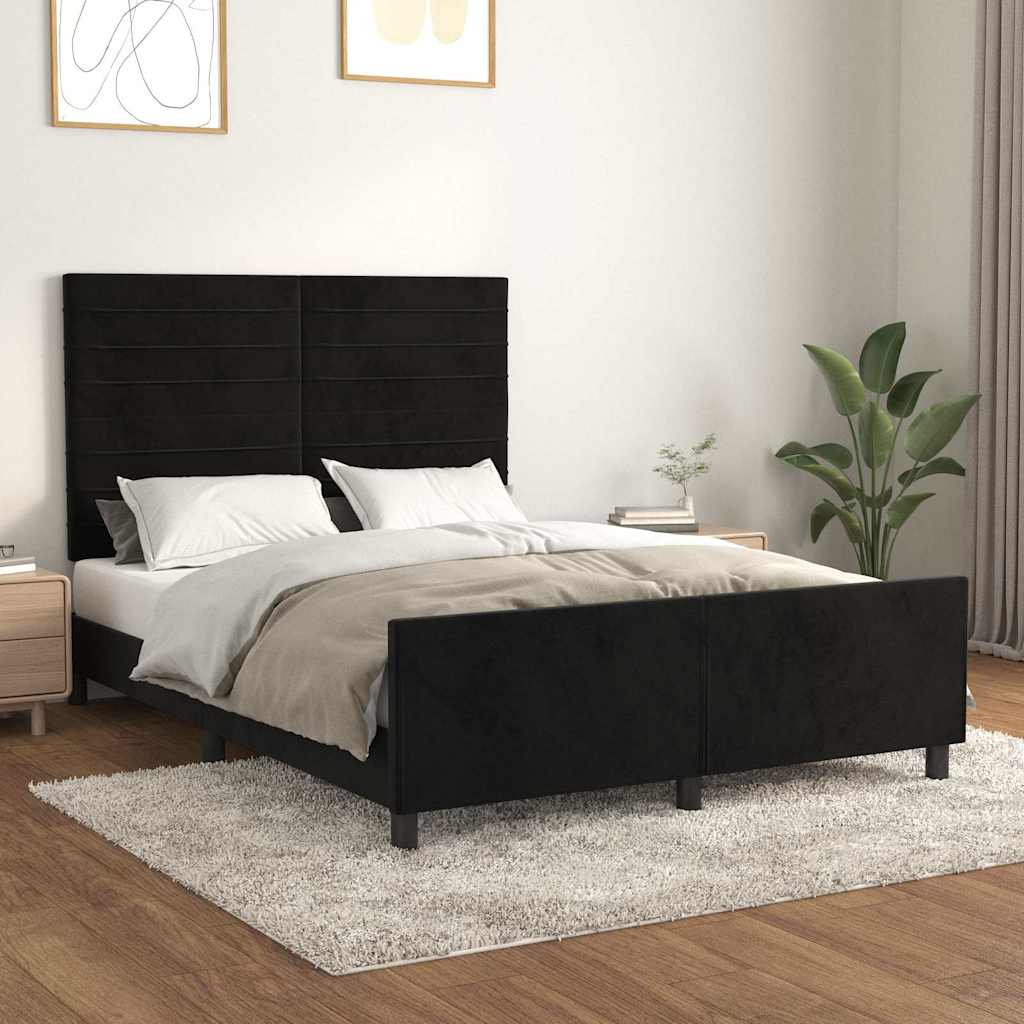 Giroletto senza Materasso Nero 140x190 cm in Velluto