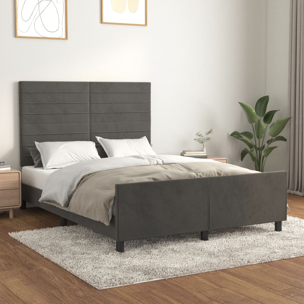 Giroletto senza Materasso Grigio Scuro 140x200 cm Velluto - homemem39