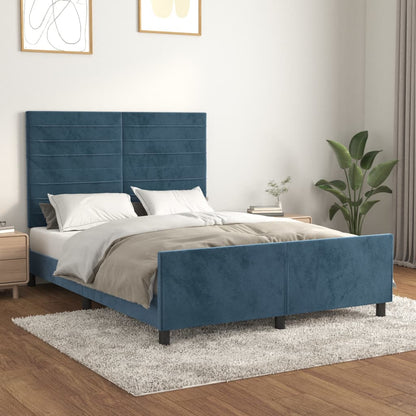 Giroletto senza Materasso Blu Scuro 140x200 cm Velluto - homemem39