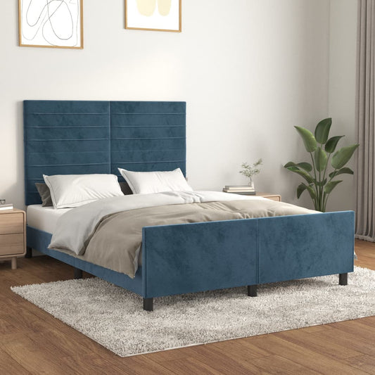 Giroletto senza Materasso Blu Scuro 140x200 cm Velluto - homemem39