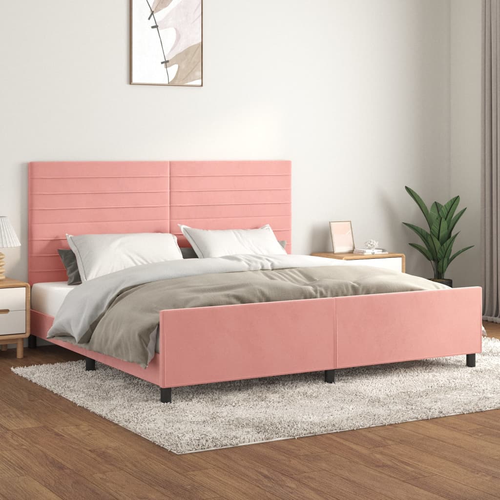 Giroletto con Testiera Rosa 200x200 cm in Velluto | homemem39